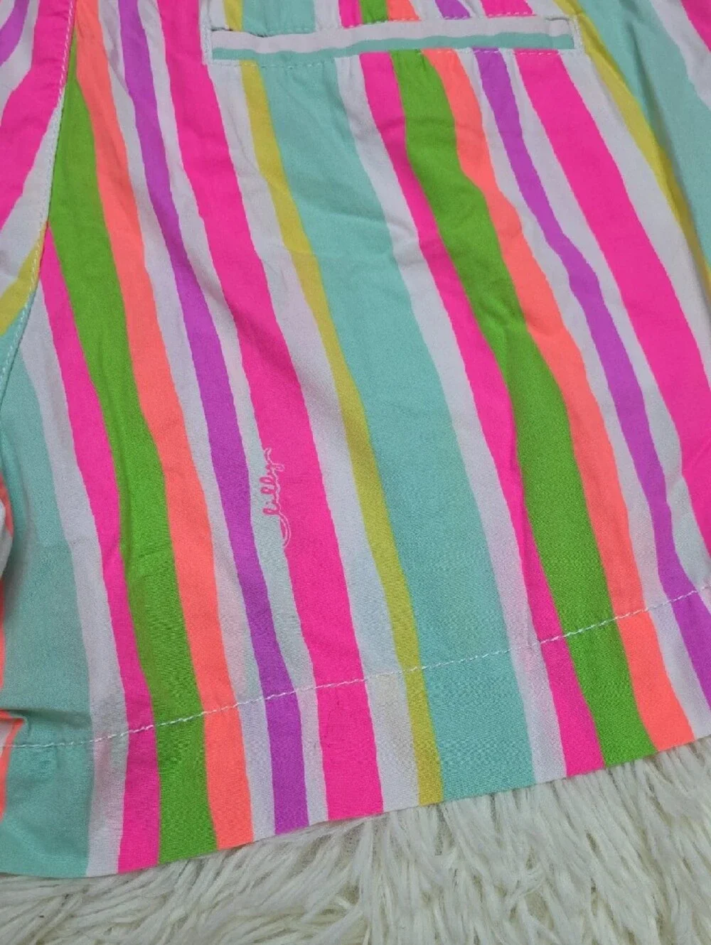 Lilly Pulitzer Multicolor Striped Bermuda Shorts - Pink, Green & Yellow